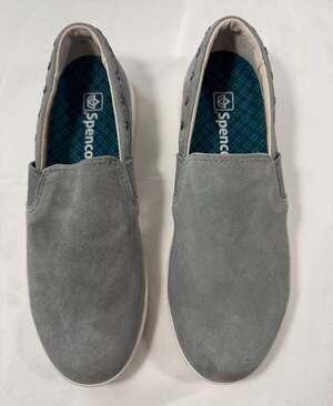 Spenco Santa Barbara Rivet Suede Orthotic Slip-On Sneakers Wild Dove Gray Women